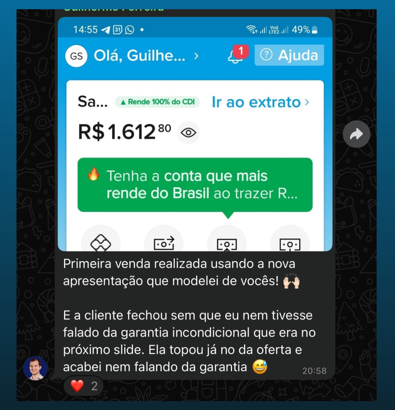 Resultado aluno — fiz a venda